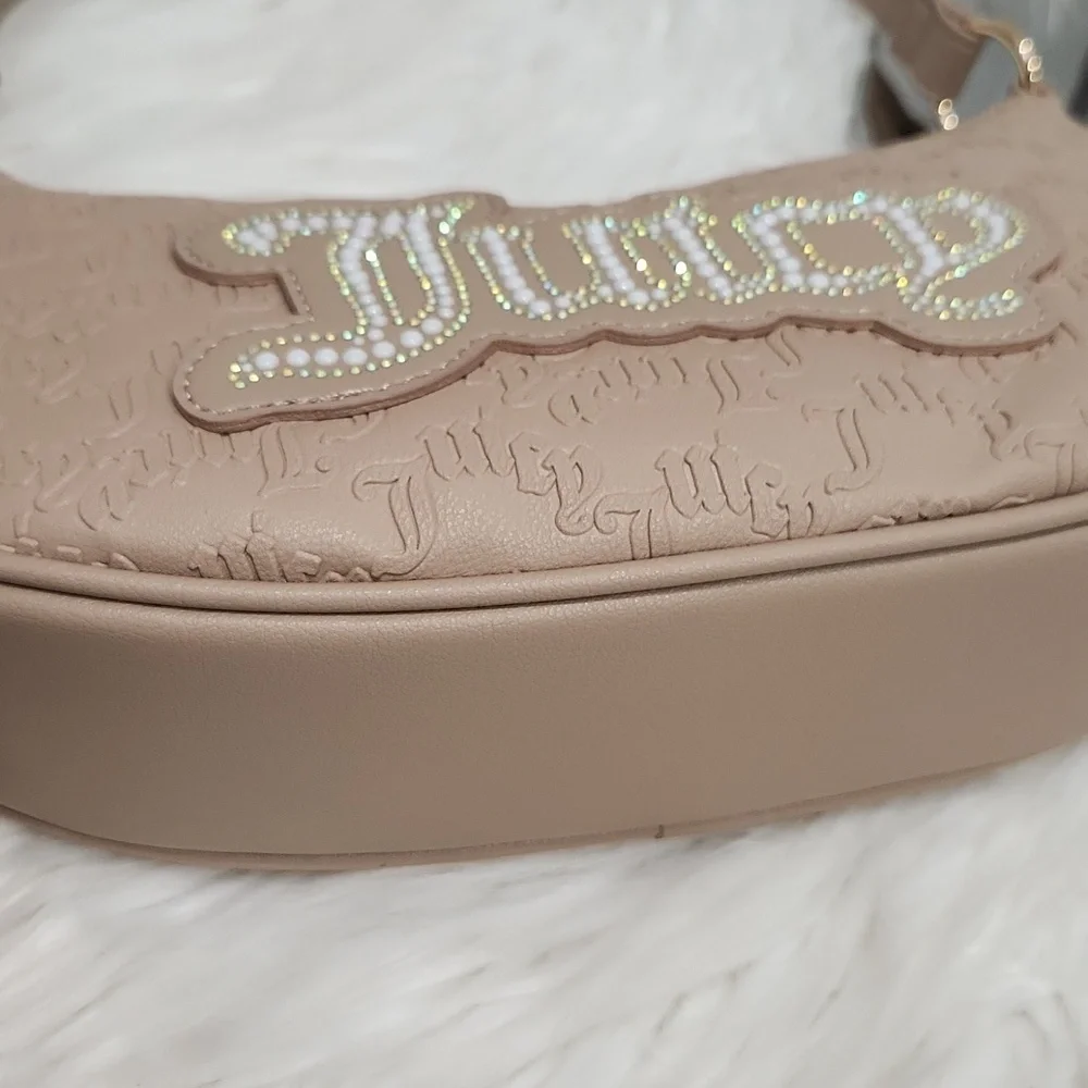 🤎▪️Juicy Couture🔹️▪️Brown Cafe Emboss  String Of Pearls Shoulder Bag